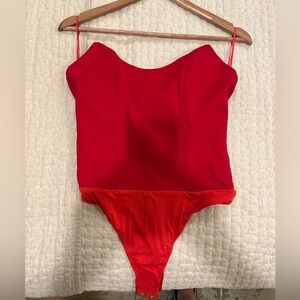 Super down (Reformation) RED 💋 Corset STEVIE bodysuit NWT